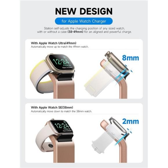 3 in 1 Charging Station for Apple Devices, Self Adjusting Charging Dock iWatch - Picture 3 of 6